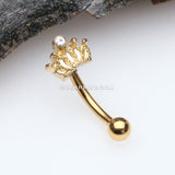 Golden Emperor Crown Sparkle Curved Barbell-Clear