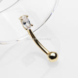 14 Karat Gold Prong Set Marquise Gem Sparkle Curved Barbell-Clear