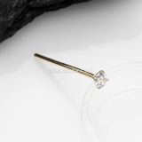 14 Karat Gold Prong Set Sparkle Fishtail Nose Ring-Clear