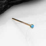 14 Karat Gold Bezel Set Fire Opal Fishtail Nose Ring-Blue