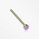 14 Karat Gold Bezel Set Fire Opal Fishtail Nose Ring-Purple