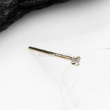 14 Karat Gold Prong Set Sparkle 16mm Fishtail Nose Ring-Clear