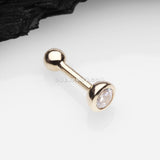 Detail View 1 of 14 Karat Gold OneFit™ Threadless Bezel Set Gem Top Cartilage Barbell-Clear Gem