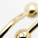 Detail View 4 of A Pair of 14 Karat Gold OneFit™ Threadless Marquise Sparkle Floral Nipple Barbell-Blue