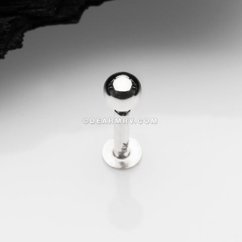 Detail View 1 of 14 Karat White Gold OneFit™ Threadless Ball Top Flat Back Stud Labret