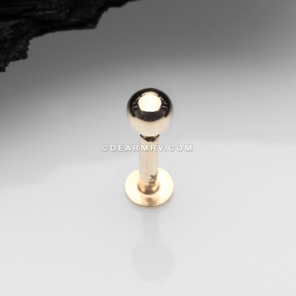Detail View 1 of 14 Karat Gold OneFit™ Threadless Ball Top Flat Back Stud Labret
