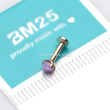 14 Karat Gold OneFit™ Threadless Prong Set Fire Opal Top Flat Back Stud Labret-Purple Opal