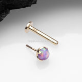 14 Karat Gold OneFit™ Threadless Prong Set Fire Opal Top Flat Back Stud Labret-Purple Opal