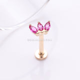 Detail View 1 of 14 Karat Gold OneFit™ Threadless Triple Marquise Sparkle Flower Flat Back Stud Labret-Red