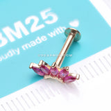 Detail View 2 of 14 Karat Gold OneFit™ Threadless Brilliant Marquise Sparkle Flower Flat Back Stud Labret-Red