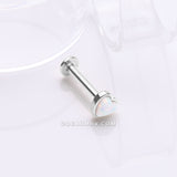 Detail View 1 of 14 Karat White Gold OneFit™ Threadless Heart Fire Opal Sparkle Flat Back Stud Labret-White Opal