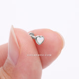 Detail View 2 of 14 Karat White Gold OneFit™ Threadless Heart Fire Opal Sparkle Flat Back Stud Labret-White Opal