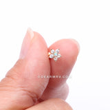 14 Karat Gold Fire Opal Sparkle Gems Flower Cartilage Tragus Barbell-White Opal