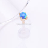 14 Karat Gold Fire Opal Prong Set Top Bio-Flex Labret-Blue Opal