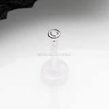 14 Karat White Gold Push-In Gem Ball Top Bio-Flex Labret-Clear