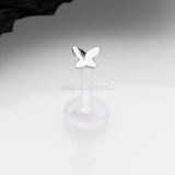 14 Karat White Gold Push-In Dainty Butterfly Top Bio-Flex Labret