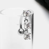 14 Karat White Gold Brilliant Triple Dangle Sparkle Top-Down Reverse Belly Button Ring-Clear