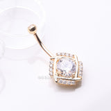 Detail View 2 of 14 Karat Gold Grand Sparkle Weave Essence Belly Button Ring-Clear Gem
