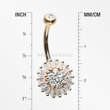 14 Karat Gold Grand Sparkle Prong Set Flower Belly Button Ring-Clear