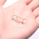 14 Karat Gold Brilliant Sparkle Dainty Butterfly Bendable Hoop Ring-Pink
