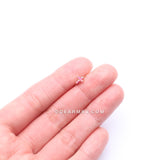 14 Karat Gold Brilliant Fire Opal Cross Bendable Hoop Ring-Pink Opal