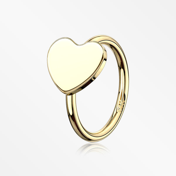 14 Karat Gold Heart Bendable Hoop Ring