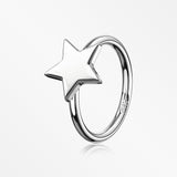 14 Karat White Gold Star Bendable Hoop Ring