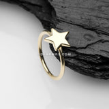 14 Karat Gold Star Bendable Hoop Ring