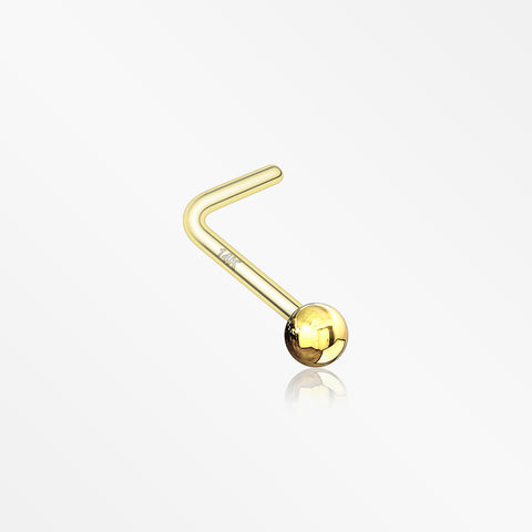 14 Karat Gold Ball Top L-Shaped Nose Ring