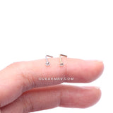 14 Karat White Gold Prong Set Gem Top L-Shaped Nose Ring-Clear Gem