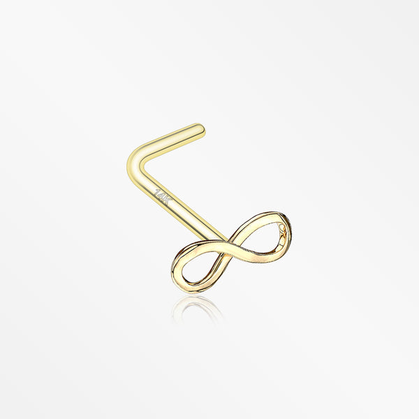 14 Karat Gold Infinity Symbol Top L-Shaped Nose Ring