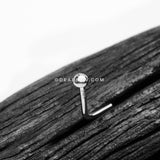 14 Karat White Gold Solid Dome Top L-Shaped Nose Ring