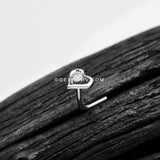 14 Karat White Gold Hollow Heart Sparkle L-Shaped Nose Ring-Clear