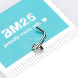14 Karat White Gold Adorable Baby Foot Sparkle L-Shaped Nose Ring-Clear