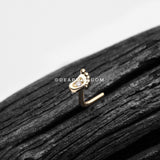 14 Karat Gold Adorable Baby Foot Sparkle L-Shaped Nose Ring-Clear