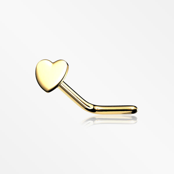 14 Karat Gold Flat Heart Top L-Shaped Nose Ring
