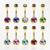 10 Pcs of Golden Assorted Color Gem Ball Steel Belly Button Ring Package