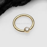 14 Karat Gold Sparkle Gem Ball Captive Bead Ring-Clear