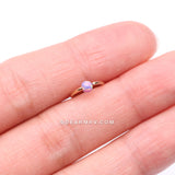 14 Karat Gold Fire Opal Ball CBR Style Bendable Hoop Ring-Purple Opal