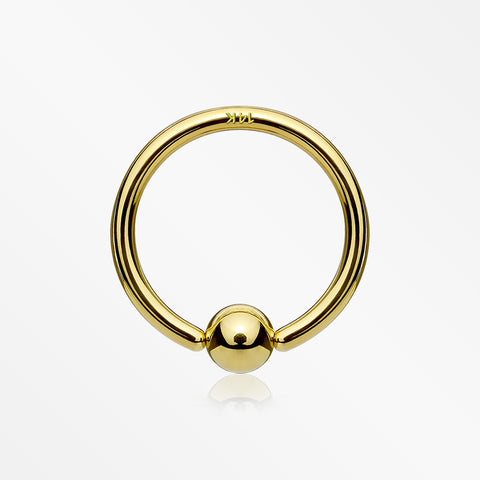 14 Karat Gold Ball End CBR Style Bendable Hoop Ring