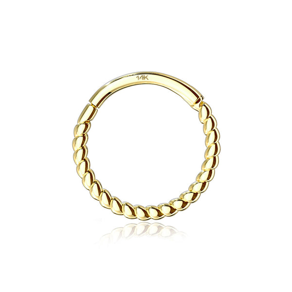 14 Karat Gold Classic Rope Clicker Hoop Ring