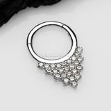 14 Karat White Gold Shimmering Sparkles Array Seamless Clicker Hoop Ring-Clear