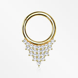 14 Karat Gold Shimmering Sparkles Array Seamless Clicker Hoop Ring-Clear