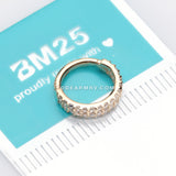 14 Karat Gold Brilliant Sparkle Double Lined Gems Seamless Clicker Hoop Ring-Clear