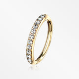 14 Karat Gold Brilliant Sparkle Lined Multi-Gem Bendable Hoop Ring-Clear