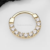 14 Karat Gold Dios Sparkle Gems Paved Clicker Hoop Ring