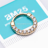 14 Karat Gold Dios Sparkle Gems Paved Clicker Hoop Ring