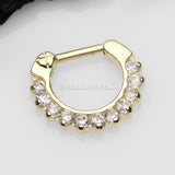 14 Karat Gold Sparkle Multi-Gem Clicker Hoop Ring