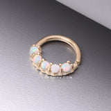 14 Karat Gold Fire Opal Prong Set Lined Bendable Hoop Ring-White