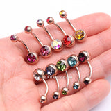 Detail View 2 of 10 Pcs of Rose Gold Assorted Color Gem Ball Steel Belly Button Ring Package